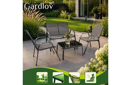 Záhradný nábytok pohovka, 2 kreslá, stôl – šedý