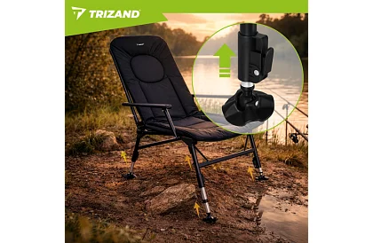 Rybárske skladacie nastaviteľné kreslo s podrúčkami