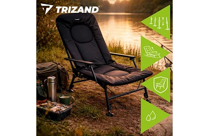 Rybárske skladacie nastaviteľné kreslo s podrúčkami