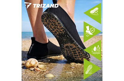 Topánky do vody – protisklzové, rýchloschnúce – čierne, veľkosť 42