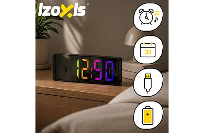 LED farebný budík – hodiny s displejom a teplomerom