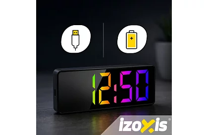 LED farebný budík – hodiny s displejom a teplomerom