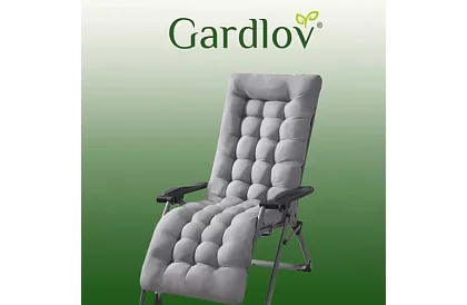 Prešívaný vankúš na záhradné stoličky 173 × 50 × 5 cm – šedý