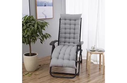 Prešívaný vankúš na záhradné stoličky 173 × 50 × 5 cm – šedý