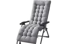 Prešívaný vankúš na záhradné stoličky 173 × 50 × 5 cm – šedý