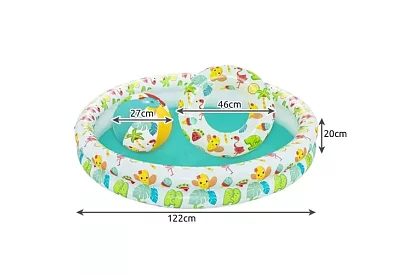 Nafukovací bazénik 3v1 + kruh a loptu – B51124