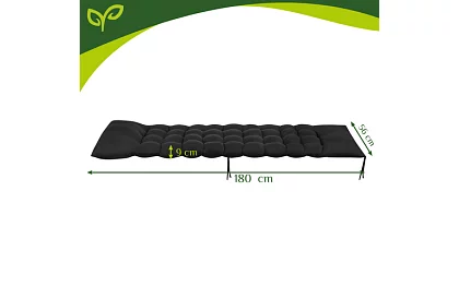 Prešívaný vankúš na záhradné stoličky 180 × 56 × 9 cm – čierny