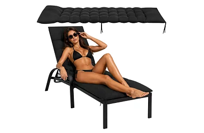 Prešívaný vankúš na záhradné stoličky 180 × 56 × 9 cm – čierny