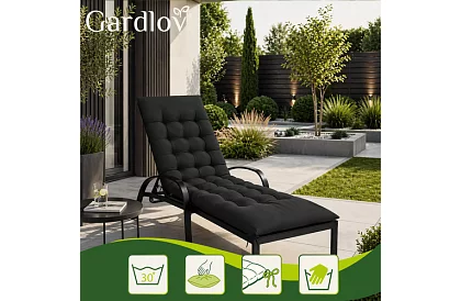 Prešívaný vankúš na záhradné stoličky 180 × 56 × 9 cm – čierny