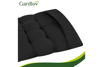 Prešívaný vankúš na záhradné stoličky 180 × 56 × 9 cm – čierny