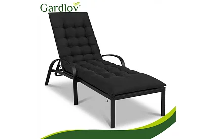 Prešívaný vankúš na záhradné stoličky 180 × 56 × 9 cm – čierny