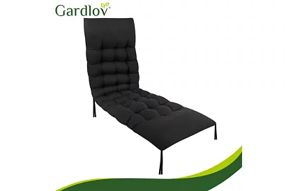 Prešívaný vankúš na záhradné stoličky 180 × 56 × 9 cm – čierny