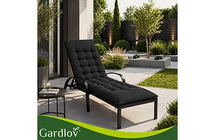 Prešívaný vankúš na záhradné stoličky 180 × 56 × 9 cm – čierny