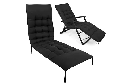 Prešívaný vankúš na záhradné stoličky 180 × 56 × 9 cm – čierny