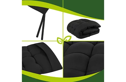 Prešívaný vankúš na záhradné stoličky 180 × 56 × 9 cm – čierny