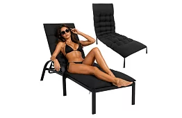 Prešívaný vankúš na záhradné stoličky 180 × 56 × 9 cm – čierny