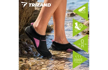 Boty do vody – protiskluzové 5 mm, rýchloschnúce – čierno-ružové, veľkosť 37