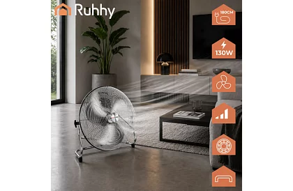 Ventilátor 50 cm, 130 W – kovový, 3 rýchlosti