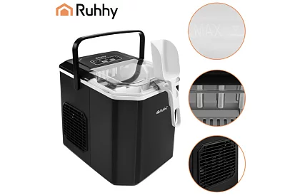 Výrobník ľadových kociek 1,2 l – 12 kg / 24 h – čierny