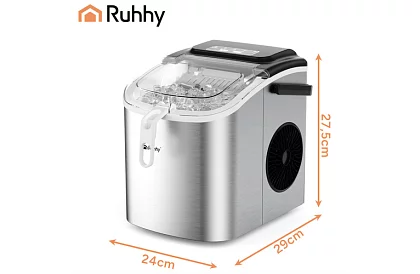 Výrobník ľadových kociek 1,2 l – 12 kg / 24 h -  strieborný