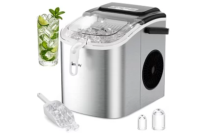 Výrobník ľadových kociek 1,2 l – 12 kg / 24 h -  strieborný