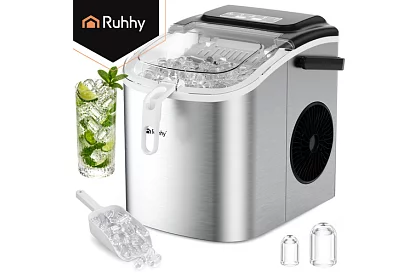 Výrobník ľadových kociek 1,2 l – 12 kg / 24 h -  strieborný