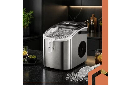 Výrobník ľadových kociek 1,2 l – 12 kg / 24 h -  strieborný