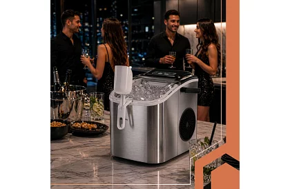 Výrobník ľadových kociek 1,2 l – 12 kg / 24 h -  strieborný