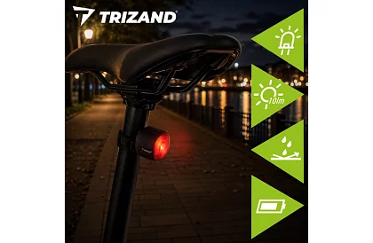 Zadné LED svetlo na bicykel – 6 režimov, IP66