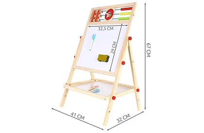 Obojstranná drevená tabuľa pre deti 6v1 + príslušenstvo