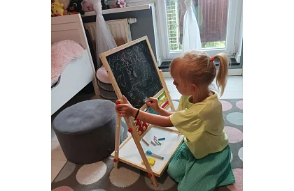 Obojstranná drevená tabuľa pre deti 6v1 + príslušenstvo