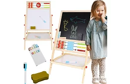 Obojstranná drevená tabuľa pre deti 6v1 + príslušenstvo