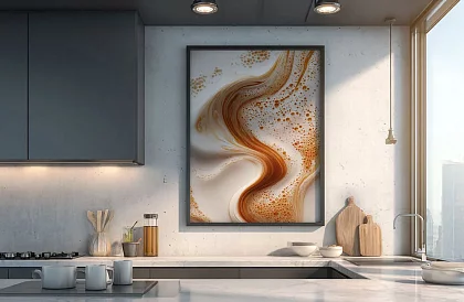 Kávová vlna - obraz - Elegantná abstrakcia inšpirovaná cappuccinom 29
