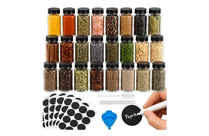 Sada 24 sklenených dóz na korenie 120 ml + etikety