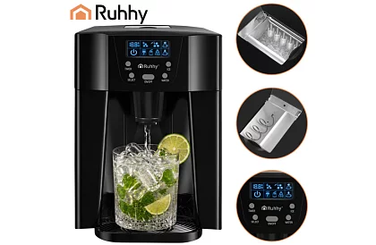 Domáci výrobník kociek ľadu s LCD – kompresorový 12 kg/24 h – čierny