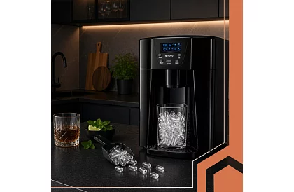 Domáci výrobník kociek ľadu s LCD – kompresorový 12 kg/24 h – čierny