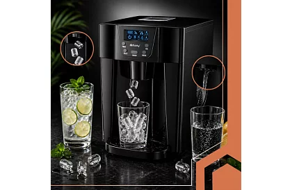 Domáci výrobník kociek ľadu s LCD – kompresorový 12 kg/24 h – čierny