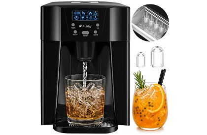 Domáci výrobník kociek ľadu s LCD – kompresorový 12 kg/24 h – čierny