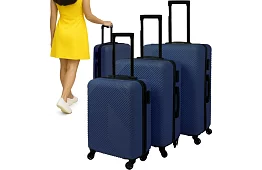 Sada 3 cestovných kufrov na kolieskach 39 l, 70 l, 99 l – tmavomodrá