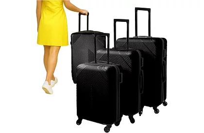 Sada 3 cestovných kufrov na kolieskach 39 l, 70 l, 99 l – Čierna