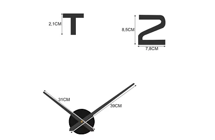 Nástenné DIY hodiny čierne – priemer 60 až 130 cm