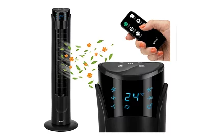 Sloupový oscilačný ventilátor 83 cm, 45 W – čierny + diaľkové ovládanie