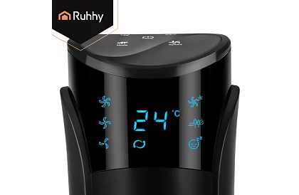 Sloupový oscilačný ventilátor 83 cm, 45 W – čierny + diaľkové ovládanie