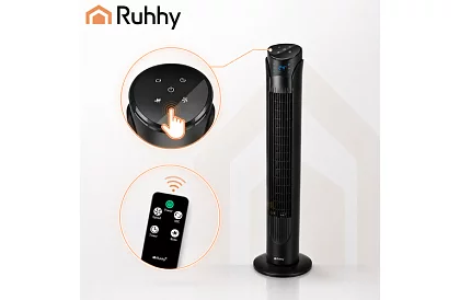 Sloupový oscilačný ventilátor 83 cm, 45 W – čierny + diaľkové ovládanie