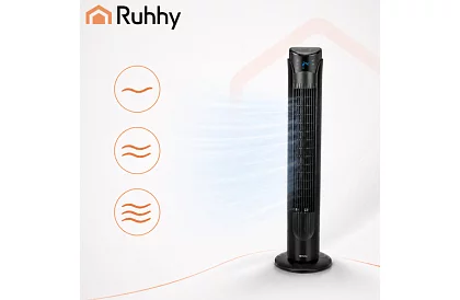 Sloupový oscilačný ventilátor 83 cm, 45 W – čierny + diaľkové ovládanie