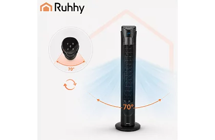 Sloupový oscilačný ventilátor 83 cm, 45 W – čierny + diaľkové ovládanie