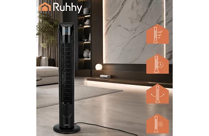 Sloupový oscilačný ventilátor 83 cm, 45 W – čierny + diaľkové ovládanie