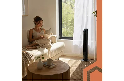 Sloupový oscilačný ventilátor 83 cm, 45 W – čierny + diaľkové ovládanie