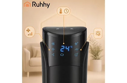 Sloupový oscilačný ventilátor 83 cm, 45 W – čierny + diaľkové ovládanie