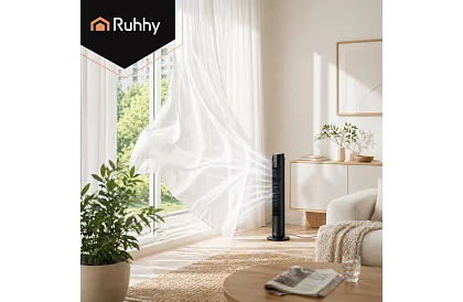 Sloupový oscilačný ventilátor 83 cm, 45 W – čierny + diaľkové ovládanie